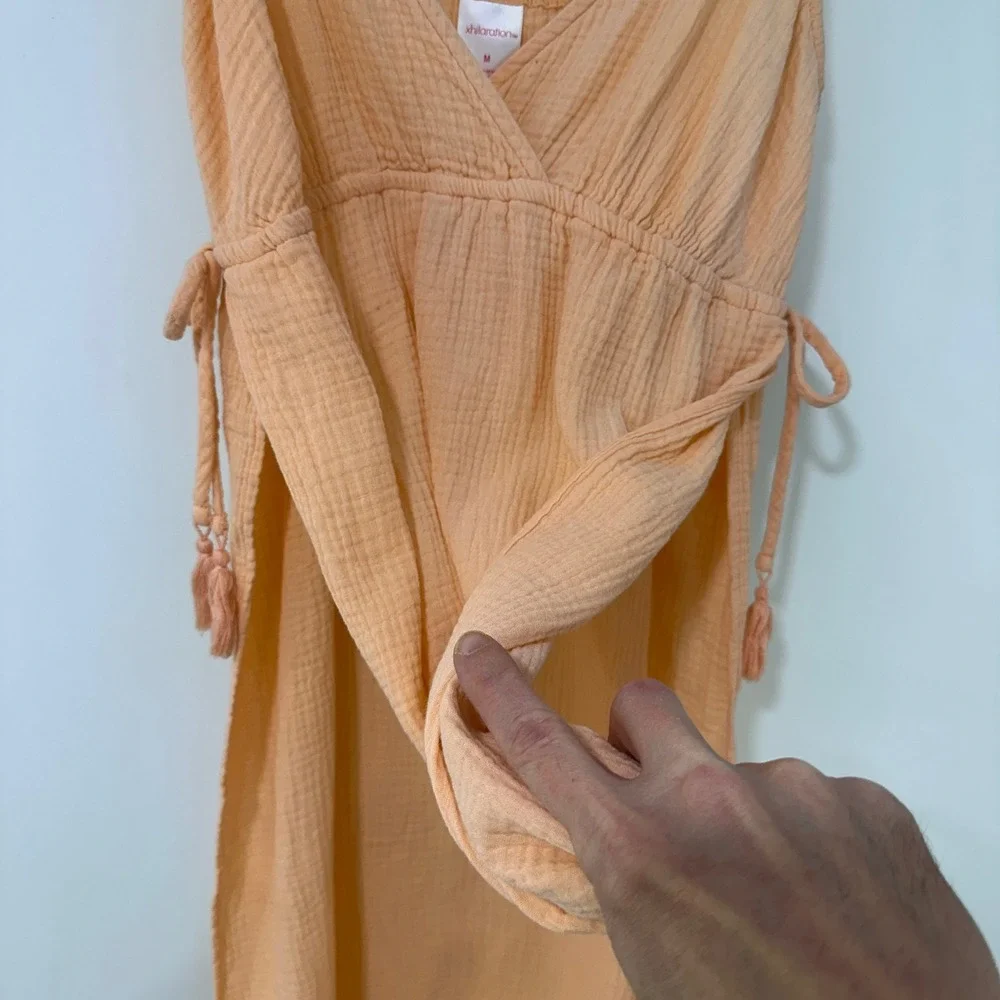 Xhilaration Gauze Swim Coverup Dress Women Size M Peach Tassel | Boho Coastal‎